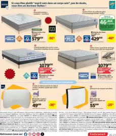 Catalogue Conforama page 24: LOMOCO Lit adulte 160x200 cm Plump €719,00, Mosaik Chevet 2 tiroirs €54,99