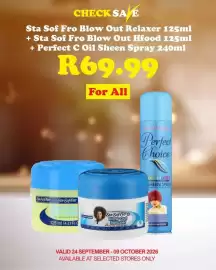 Check Save catalogue Page 3: Sta Sof Fro Blow Out Relaxer + Sta Sof Fro Blow Out Hfood + Perfect Choice Sheen Spray €69,99