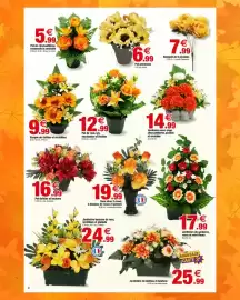 Catalogue Bazarland page 5: Pot de rose, lys, eucalyptus et feuilles €12,99, Vasque de dahlias et orchidées €9,99