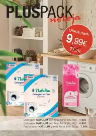 Folleto Plusfresc Página 1: PLUSPACK neteja Oferta pack 9.99€ 17,33€ Floral plusfrést: 20 Nat Detergent ECO-NE Rentats