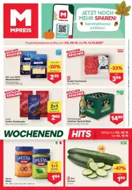 MPreis Flugblatt woche 41 Seite 1: Fohrenburger Jubiläum Spezial Kiste €14,80, BIO Gurken €1,00