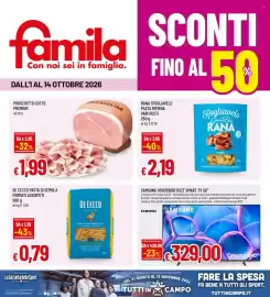 Volantino Famila Pagina 1: De Cecco pasta di semola formati assortiti €0,79, Samsung U50U7000FUXZT Smart TV 50" €329,00