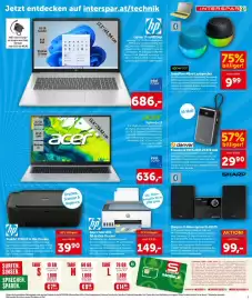 Interspar Flugblatt woche 40 Seite 3: Sharp Hi-Fi Mikro-System XL-B517D €99,00, HP DeskJet 2910 All in One Drucker €39,90