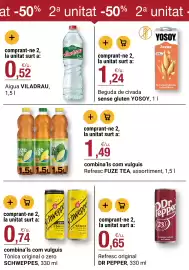 Folleto BonpreuEsclat Página 36: Yosooy beguda de civada sense gluten €1,24, Dr Pepper refresc original €0,65