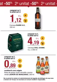 Folleto BonpreuEsclat Página 40: Ladrón de manzanas sidra de poma €0,89, Cervesa DAMM A.K. €1,12