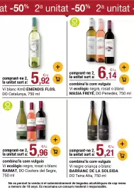 Folleto BonpreuEsclat Página 42: Masia Freyé vi ecològic negre, rosat o blanc €6,14, Emendis flos €5,92