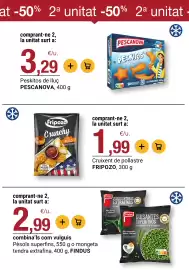 Folleto BonpreuEsclat Página 44: Findus guisantes superfinos €2,99, Pescanova peskitos de lluç €3,29