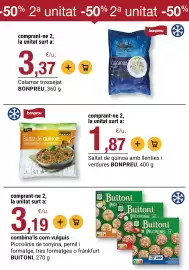 Folleto BonpreuEsclat Página 45: Buitoni piccolinis €3,19, Bonpreu saltat de quinoa amb llenties i verdures €1,87