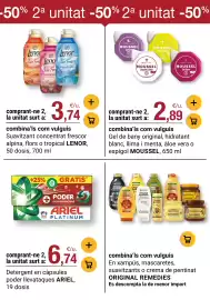 Folleto BonpreuEsclat Página 47: Lenor suavitzant concentrat frescor €3,74, Moussel gel de bany €2,89