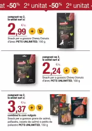 Folleto BonpreuEsclat Página 54: Pets Unlimited snacks €3,37, Rosewood Chewy Donuts with Duck €2,99