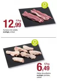 Folleto BonpreuEsclat Página 61: Xurrasco de vedella ecòligic €12,99, Aletes de pollastre ecològic partides, safata €6,49