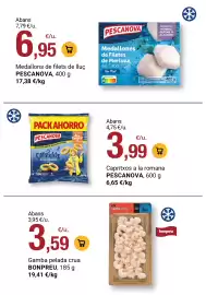 Folleto BonpreuEsclat Página 75: Pescanova medallons de filets de lluç €6,95, Bonpreu gamba pelada crua €3,59
