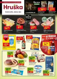 Hruška leták týden 40 Strana 1: Masíčka pro psy 75g, vybrané druhy €39,90, Masíčka pro kočky vybrané druhy €27,90