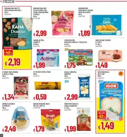 Volantino Galassia superstore Pagina 8: PZ polenta intera tonda €0,59, Danone Actimel assortiti €1,99