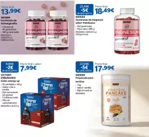 Catálogo Costco Página 10: Weider gominolas de magnesio sabor frambuesa €18,49, Weider preparado para tortitas €17,99