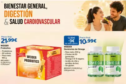 Catálogo Costco Página 6: Weider gominolas de omega €10,99, Weider probióticos €21,99