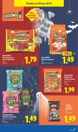 Catálogo Lidl semana 41 Página 33: Sour madness golosinas extraácidas €1,49, Halloween gummy worms €1,99