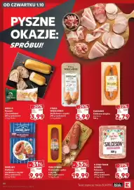 Kaufland gazetka tydzień 40 Strona 40: Stara Wędzarnia Serdelowa z szynki €5,99, Kabanos Kiełbasa wiejska pieczona €2,79