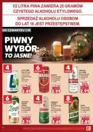 Kaufland gazetka tydzień 40 Strona 54: Żubr Piwo 6% alk €2,89, Warka Piwo 5,2% alk. Classic €2,99
