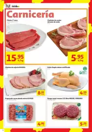 Folleto Alcampo Página 2: EMCESA chuleta de sajonia €8,95, Pollo limpio entero certificado €4,59