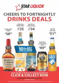 Star Liquor catalogue Page 1: Tatachilla Sun'day Spritz €25,00, Maker's Mark Bourbon Whisky €58,99