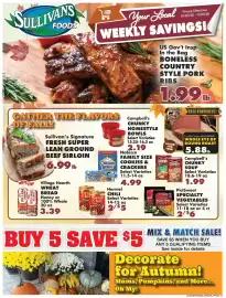 Sullivan's Foods weekly ad week 40 Page 1: Pictsweet specialty vegetables €6,00, Hormel chili €5,00