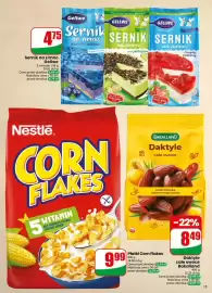 Dino gazetka tydzień 40 Strona 15: Sernik na zimno smak borówkowy Gellwe €4,75, Płatki Corn Flakes Nestlé €9,99
