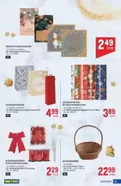 Metro Flugblatt Seite 25: Geschenkpapier/Gutscheinverpackung €3,89, Geschenkkorb L Sesco €22,99