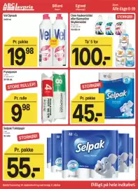 ABC Lavpris tilbudsavis uge 40 Side 11: Selpak køkkenruller €45,00, Omo vaskemiddel / Bamseline skyllemiddel €100,00
