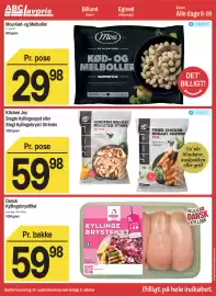 ABC Lavpris tilbudsavis uge 40 Side 6: Mou Kød- og Melboller €29,98, Dansk Kyllingebrystfilet (Kyllinge brystfilet) €59,98