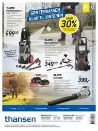 Thansen tilbudsavis Side 36: Løvblæser (20V) €399,00, Højtryksrenser Hobby, 105 bar, 1500 W €349,30