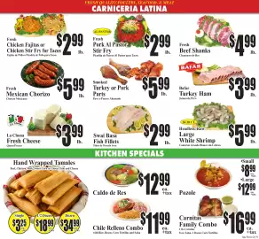 Baja Ranch weekly ad week 40 Page 3: Smoked Turkey or Pork Parts €5,99, Headless, Raw Large White Shrimp €5,99
