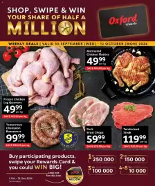 Oxford Freshmarket catalogue Page 1: Tenderised Steak €119,99, Pork Braai Chops €59,99