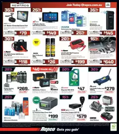 Repco catalogue Page 16: Density X3 Powerhub Nano Power Bank €199,00, Mechpro Low Profile Trolley Jack €279,00