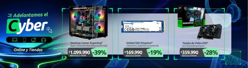 Catálogo PC Factory Página 2: Msi - tarjeta de video msi €359.990,00, Desktop gamer €1.099.990,00
