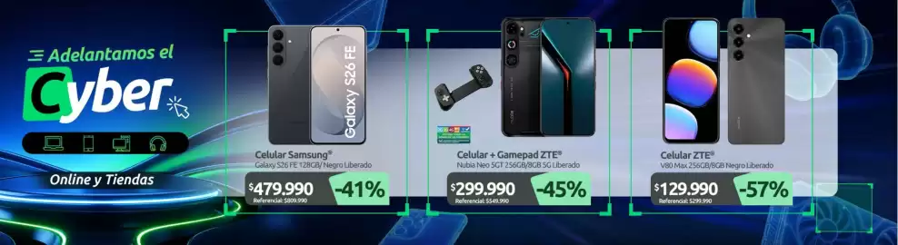 Catálogo PC Factory Página 6: Zte - celular €129.990,00, Zte - celular + gamepad €299.990,00