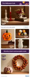 Walmart flyer week 40 Page 7: The Halloween hub Glass candle stick $14.98 Skull arrangement $2498 Haunted home style awaits