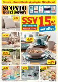 SCONTO Prospekt Seite 1: KISSEN creme €9,99, Raumduft €4,99