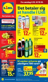 Lidl tilbudsavis uge 41 Side 1: Pepsi/Faxe Kondi Sodavand €12,00, Madværket hakket grise- og kalvekød eller medister €12,00