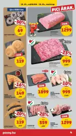 PENNY akciós újság hét 40 Oldal 4: Sertés darálthús €999,00, Sertéskaraj €1.299,00