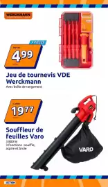 Catalogue Action semaine 40 page 31: Werckmann Jeu de tournevis VDE €4,99, VARO Souffleur de feuilles €19,77