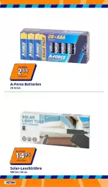 Action Prospekt woche 40 Seite 11: Solar-Leuchtröhre €14,95, A-Force Batterien €2,44