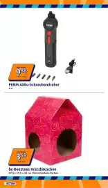 Action Prospekt woche 40 Seite 12: FERM Akku-Schraubendreher €9,88, Beeztees Kratzhäuschen €3,59