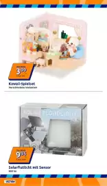 Action Prospekt woche 40 Seite 16: Solarflutlicht mit Sensor €9,95, Kawaii-Spielset €3,99
