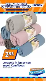 Volantino Action settimana 40 Pagina 1: Lenzuolo in jersey con angoli Comfibeds €2,95