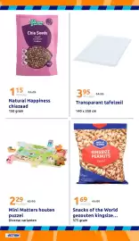Action folder week 40 Pagina 20: Natural Happiness chiazaad €1,29, Snacks of the World gezouten kingsize €1,99