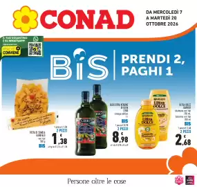Volantino Conad Pagina 1: Pasta di semola Garofalo €1,38, Olio extra vergine di oliva Cirio vintage edition €8,98