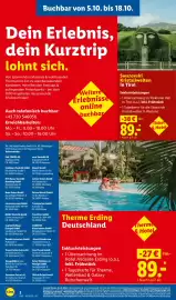 Lidl Reisen Prospekt Seite 2: Buchbar von 5.10. bis 18.10. Dein Erlebnis, dein Kurztrip lohnt sich. Von spannenden Musicals