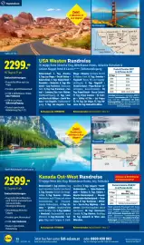 Lidl Reisen Prospekt Seite 22: Kanada Ost-West Rundreise €2.599,00, USA Westen Rundreise €2.299,00