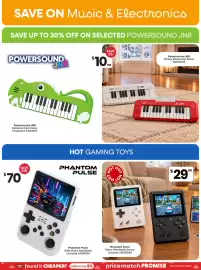 Toymate catalogue Page 21: Powersound JNR 25 Key Electronic Piano €10,00, Powersound JNR Dinosaur Electronic Keyboard €10,00